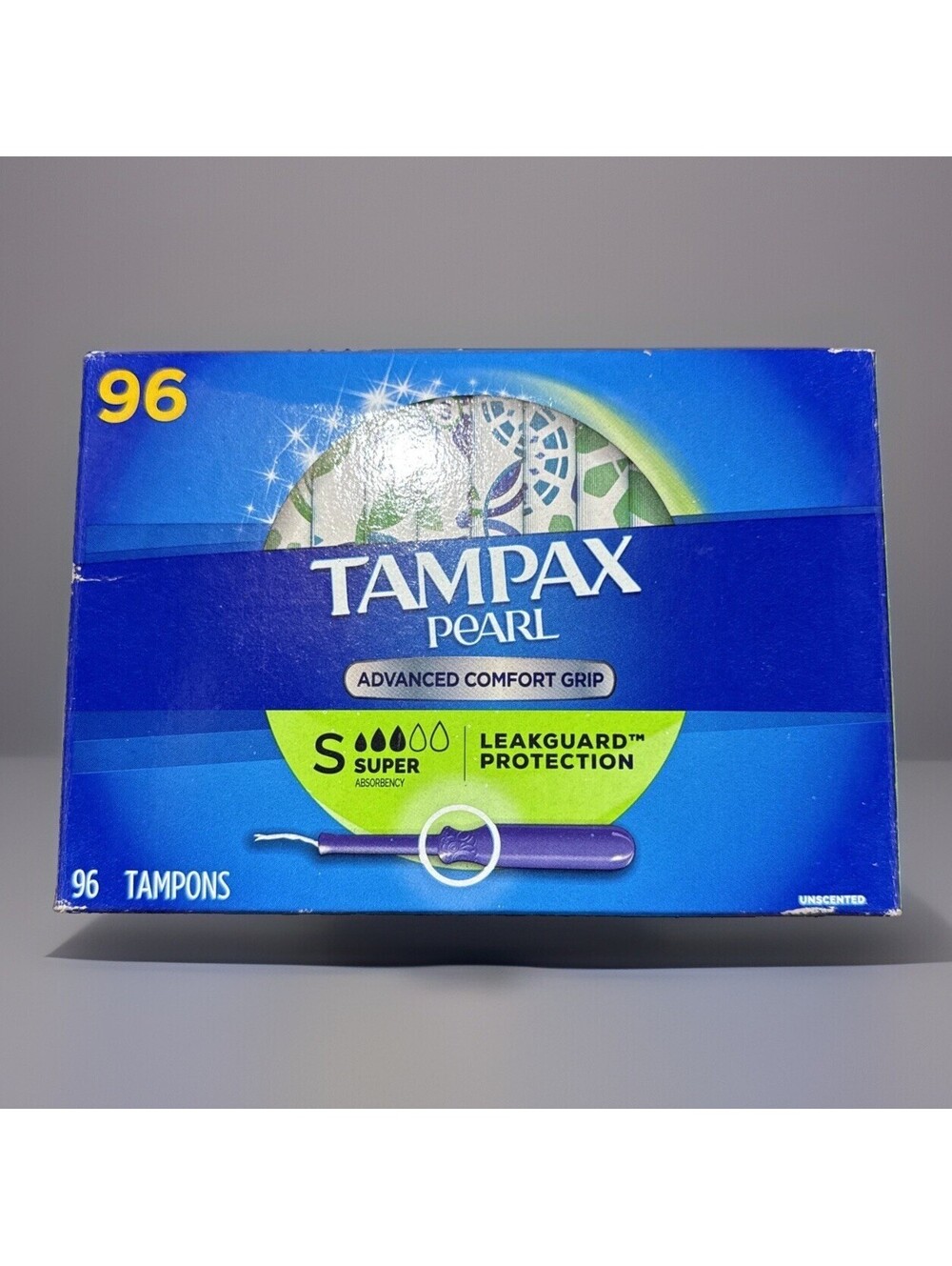 Tampax Pearl Advanced Grip Tampons Super, 96 Count